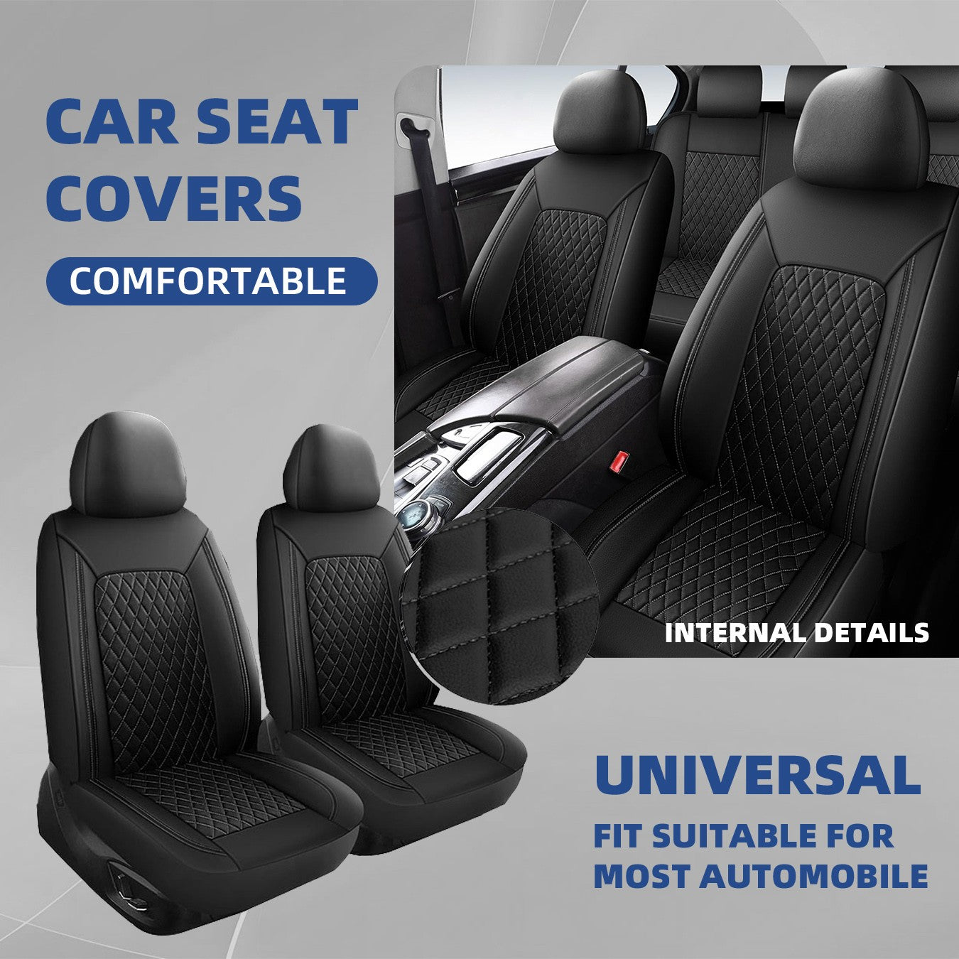 Conjunto Completo de Capas de Assento de Carro Universais para SUV Sedan Van - Banco Traseiro Dividido Dianteiro Proteção Interna Automotiva 0910