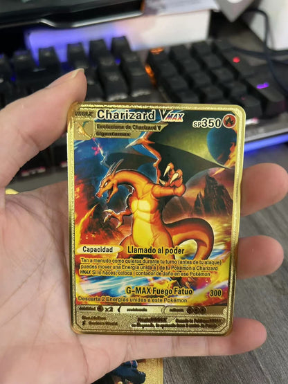 Cartas Pokémon Espanhol Cartas Metálicas Pokémon Cartas de Ferro Pokémon Mewtwo Pikachu Gx Charizard Vmax Cartas Pokémon Vmax