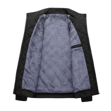 Autumn Winter Bomber Jacket Men Diamond Pattern Fleece Lined Casual Jacket Men Fashion Clothing 2023 Brand New Slim Fit Coat