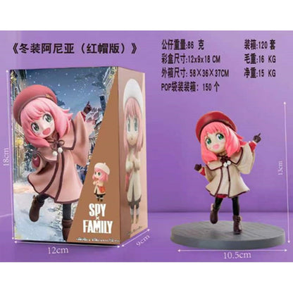 15CM Anime SPY Family Anya Forger Figura 4 Roupas de Inverno Chapéu Vestir-se Fofo Modelo de Pé Brinquedo Presente Coleção Boneco de Ação