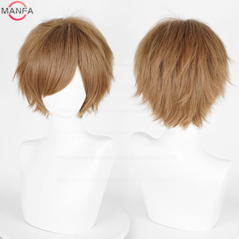 Anime 30cm Curta Reta Peruca Cosplay Preto Branco Verde Marrom Roxo Azul Cinza Vermelho Dourado Homens Mulheres Cabelo Sintético Resistente ao Calor