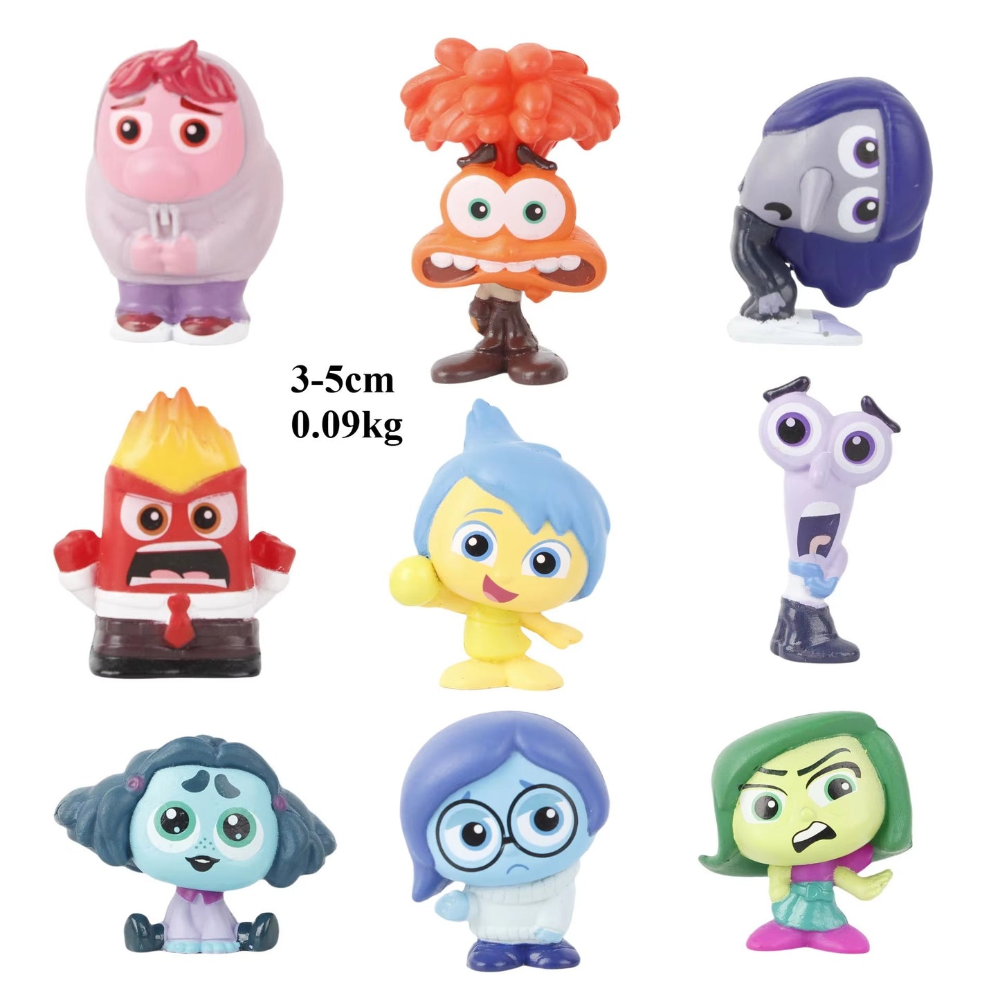 9Pcs/Set Mini Divertidamente 2 Bonecos de Ação Filme Desenho Animado Alegria Ansiedade Raiva Tristeza Nojinho Medo Modelo Bonecos Brinquedo Presente Infantil