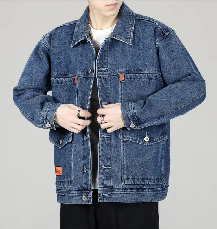 Jeans Coat for Men Padded Wool Denim Jackets Man with Sheep Wide Sleeves Black Warm Padding Original Cowboy New in Big Size G L