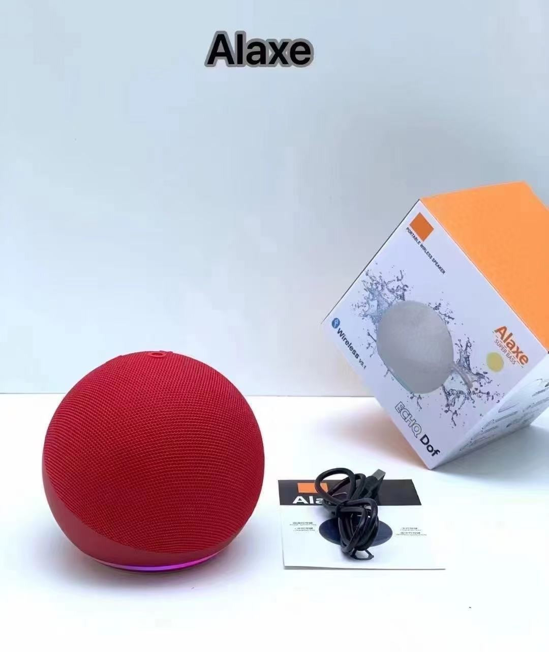 Alaxe Mini Alto-falante Bluetooth Echo Dot 5ª Geração Exterior Sem Fio Bluetooth Mini Alto-falante RGB Subwoofer Esférico para Casa