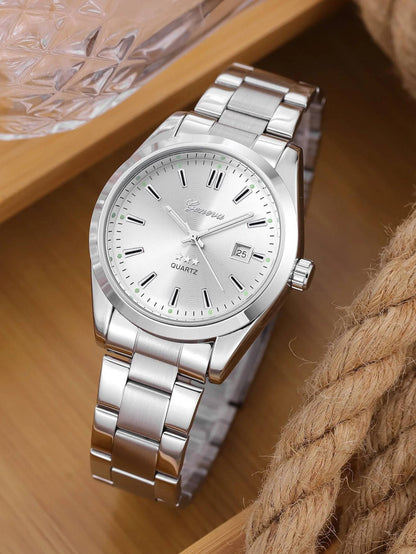 Ladies Quartz Watch Steel Band Design with Calendar Feature Daily Fashion Accessory Birthday Gift without Box