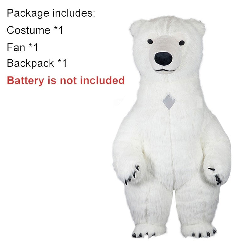 US stock Inflatable Polar Bear Costume Mascot for Advertising Christmas Halloween Adult Fursuit Panda Gorilla Carnival Suit
