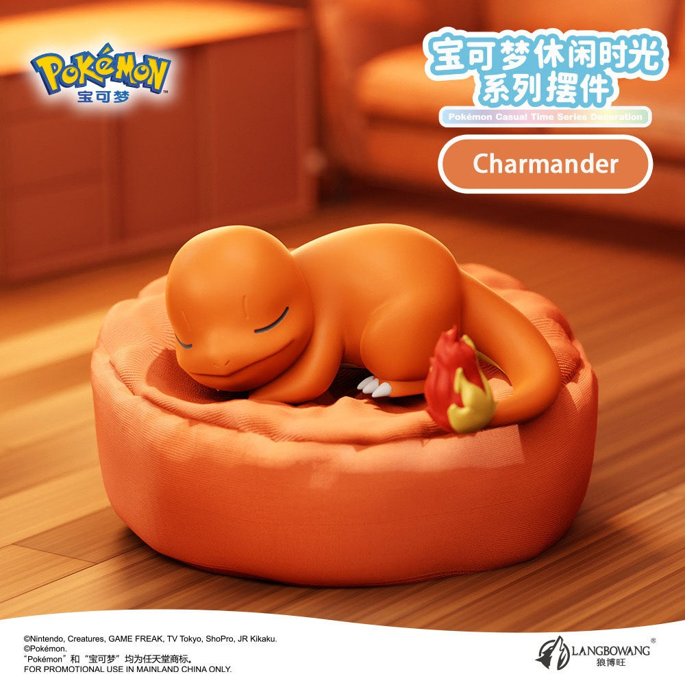 6 Estilos Novos Pokémon Casual Time Pikachu Munchlax Slowpoke Rowlet Meowth Charmander Bonecos Anime Dormindo Brinquedos de PVC Kawaii