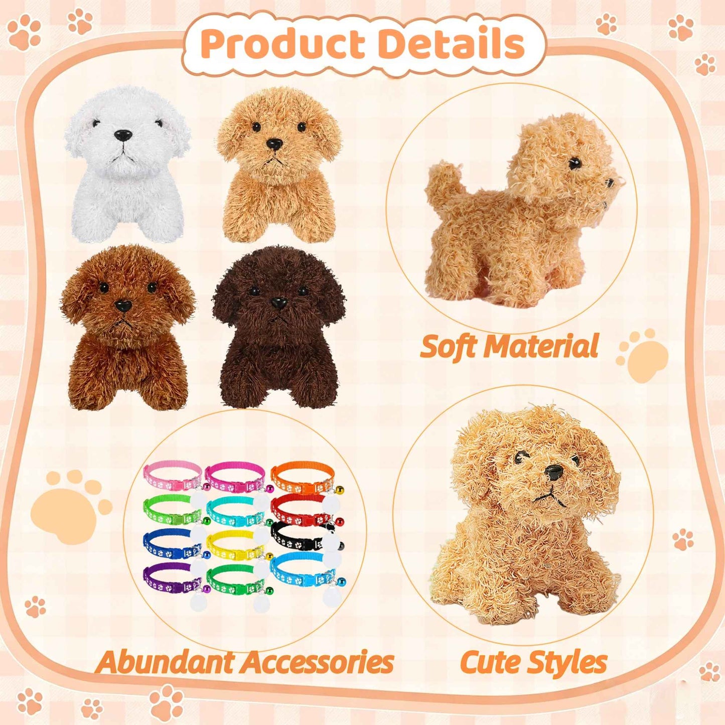 8-24Set Adopt a Puppy Party Favors Teddy Dog Bulk Adjustable Dog Collars with ID Card for Kids Toys Graduation Birthday Gifts