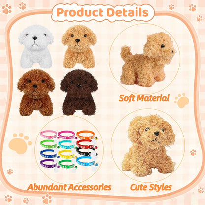 8-24Set Adopt a Puppy Party Favors Teddy Dog Bulk Adjustable Dog Collars with ID Card for Kids Toys Graduation Birthday Gifts