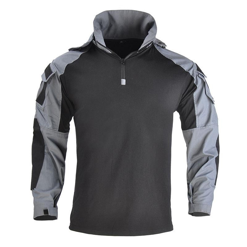 Men Outdoor Hooded Collar Shirt Tactics Hiking Combat T-Shirt Men Tactical Shirts Airsoft Paintball Camping Hunting Clothing
