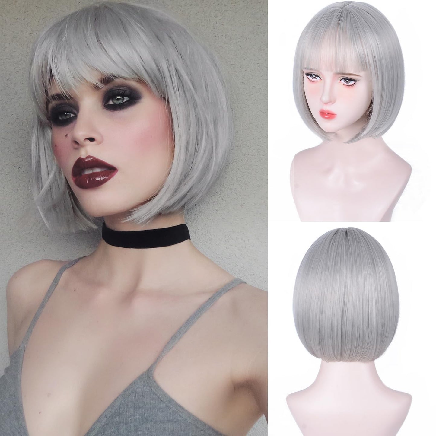 Nova peruca sintética de cabelo curto dourado claro para festa de Halloween, cosplay, uso diário, acessório de cabelo de alta temperatura