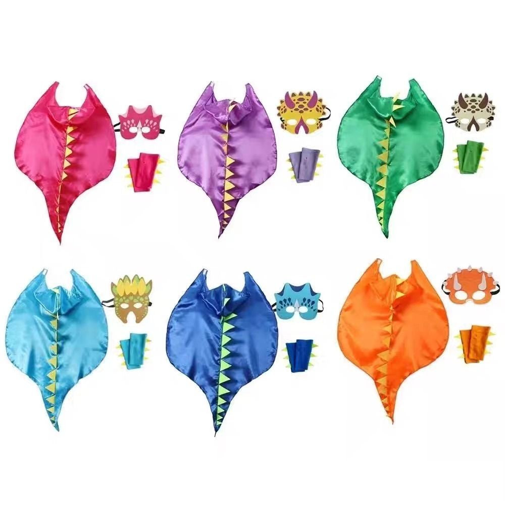 Boys Girls Dinosaur Cape Dragon Hooded Cloak for Kids Halloween Costume Christmas Fancy Mask Cosplay Costumes