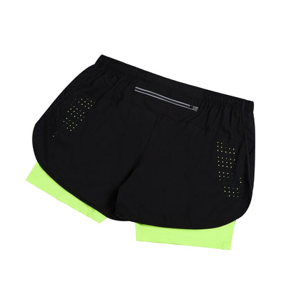 Summer men's reflective running shorts Fitness quick drying double-layer shorts Men's exercise training bodybuilding shorts