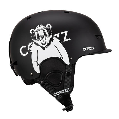 COPOZZ Novo Capacete de Esqui Unissex com Certificado, Meio-Coberto, Anti-impacto, Para Adultos e Crianças, Segurança na Neve, Capacete de Snowboard