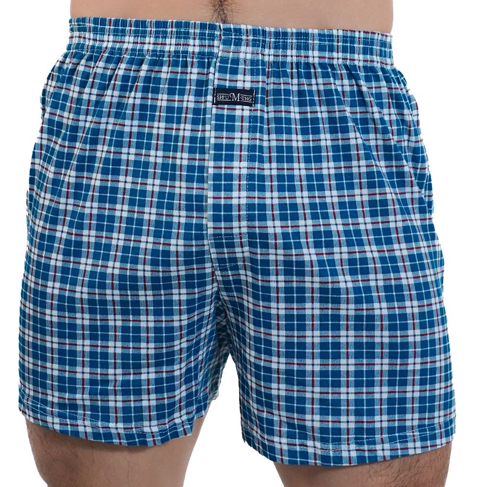 1pcs Men pijama 100% Cotton Pajama Shorts Summer Solid Elastic Waist Short Pants Casual Breathable Male Boxer Shorts Home Shorts
