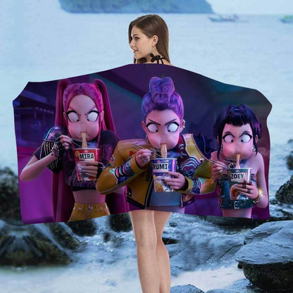 Kpop D-demon Hunters Beach Towels Shower Towel Sauna Travel Spa Microfiber Quick Dry Gym Accessories Cute Room Decor