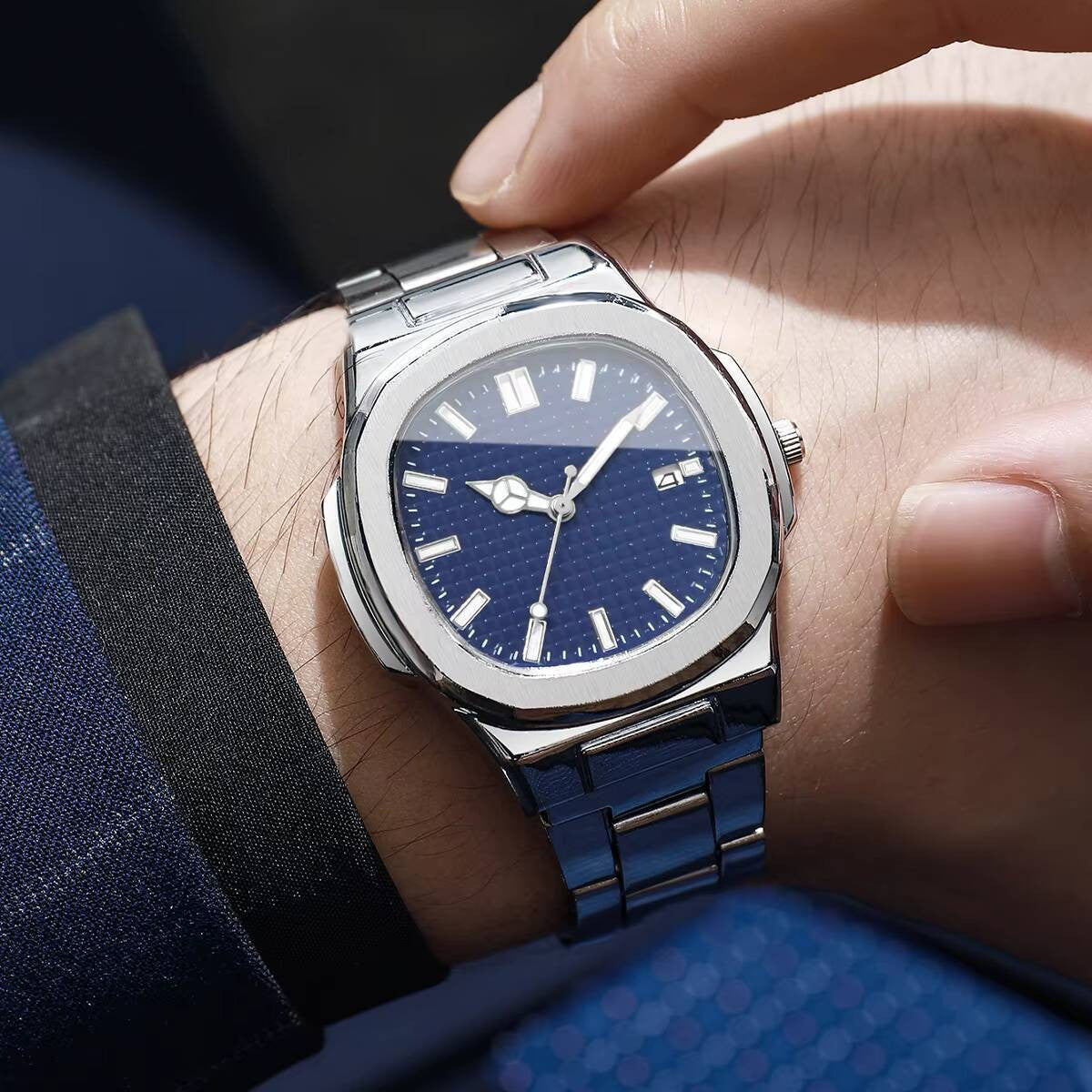 Luxury Square Men Business Watches Calendar Mens Quartz Watch Clock Gift Reloj Hombre?Without Box?