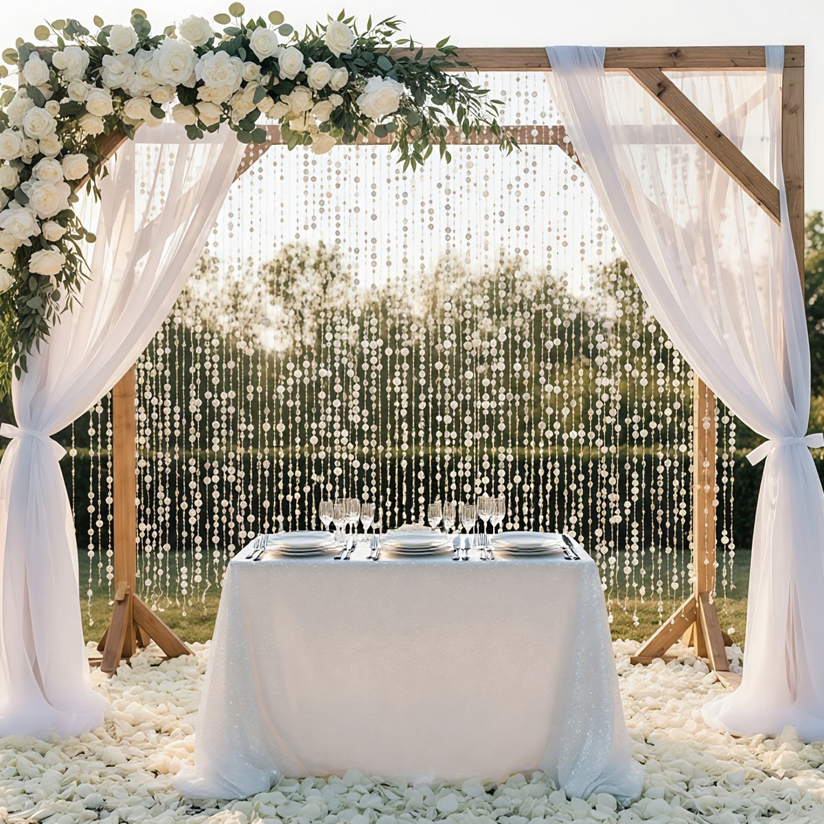 Shimmer Golden Sequin Curtain Backdrop Sparkly Glitter Hanging Decorations for Weddings Party Porch Decor & Holiday Celebrations