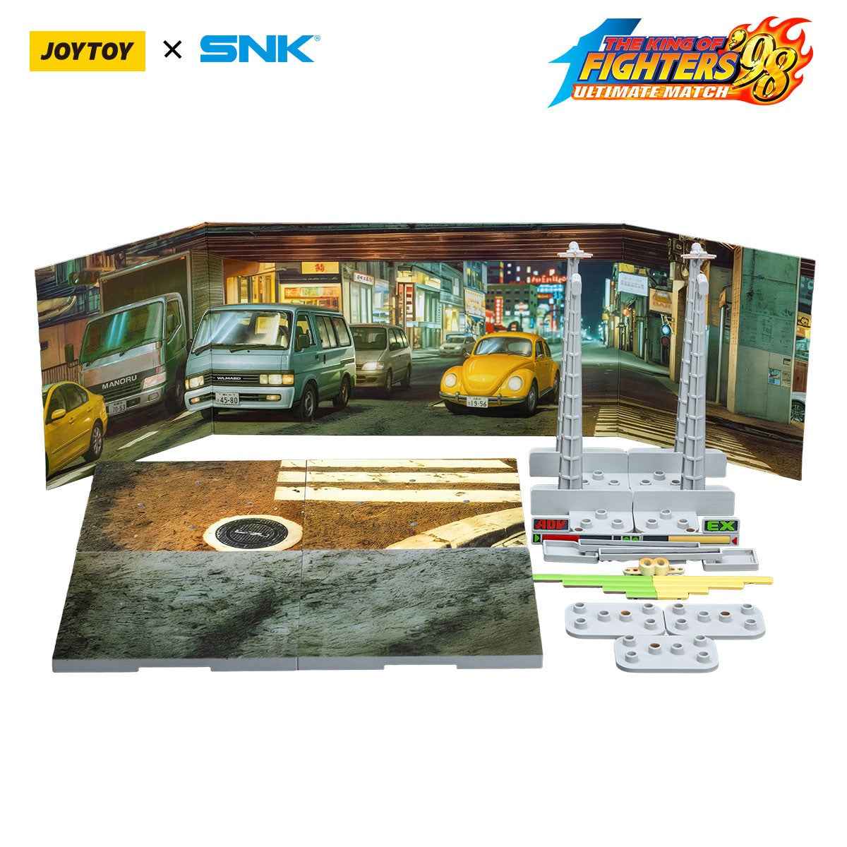JOYTOY SNK Boneco de Ação 1/18 KOF '98UM Cenário Base-Rua Japonesa Modelo Aniversário