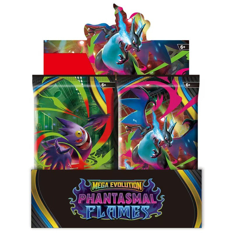 Cartas Pokémon Trading PTCG Desenho Animado Versão EUA ME02 Cartas Pacote de Reforço Chamas Fantasmagóricas Inglês Charizard ETB Coleção Presentes