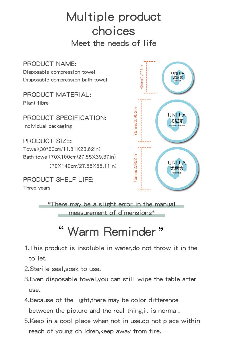 Premium Compressed Towel Tablets Disposable Towel Large Bath Towel Reusable Travel Towel for Hotel Camping Mountaineering Sports