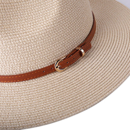 56-58-59-60CM New Natural Panama Soft Shaped Straw Hat Summer Women/Men Wide Brim Beach Sun Cap UV Protection Fedora Hat