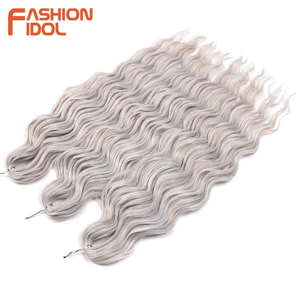 FASHION IDOL Cabelo de Crochê Torção Laranja Extensões de Cabelo Trançado de Onda Profunda Sintética Cabelo Onda de Água 24 Polegadas Fibra Resistente ao Calor