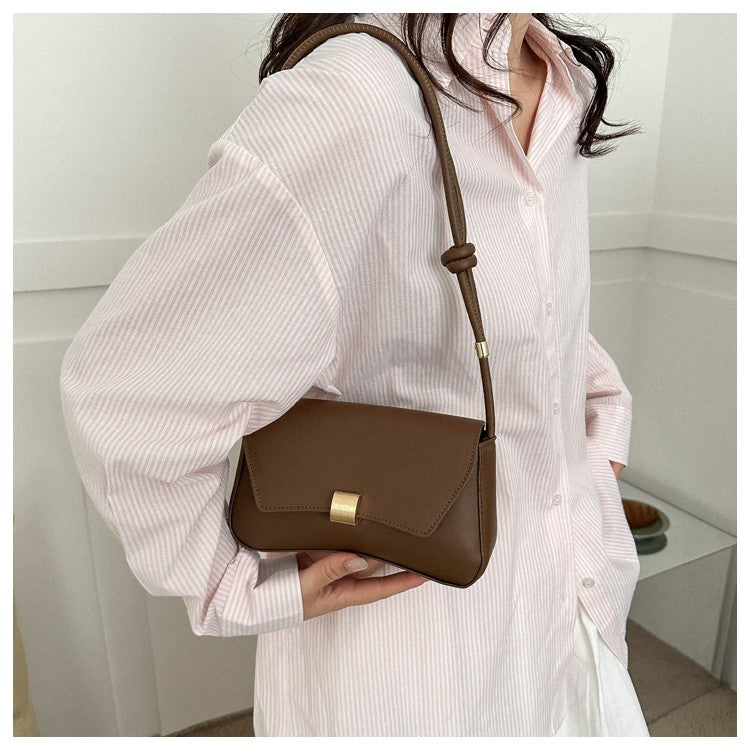 Simple Metal Buckle Handbag MessengerBag, Stylish and Versatile Shoulder Underarm Bag, Chic Baguette Bags for Women Daily Use