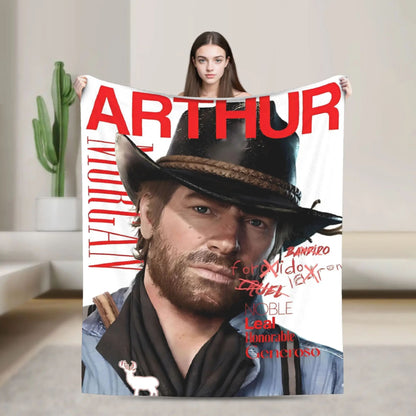 Arthur Morgan Cowboy Movie Game Blanket Super Warm Throw for Outdoor Travel Bedding Custom Quality Bedspread