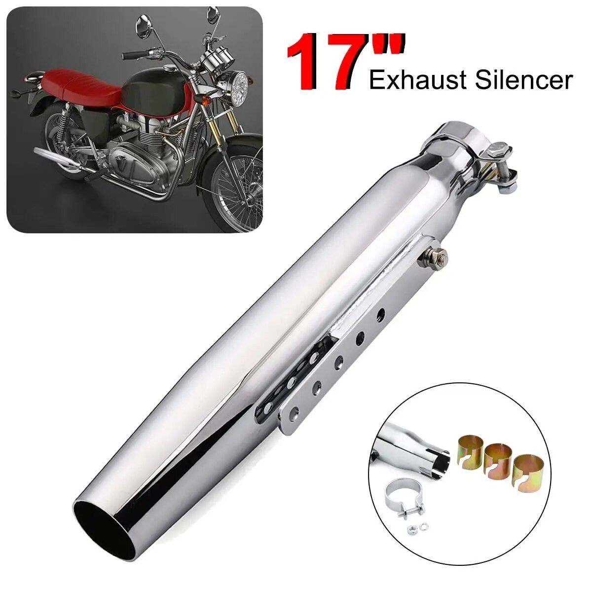 Motorcycle Exhaust Muffler Retro Vintage Classic Electroplating Escap Moto for Cafe Racer Bobber Chopper Custom
