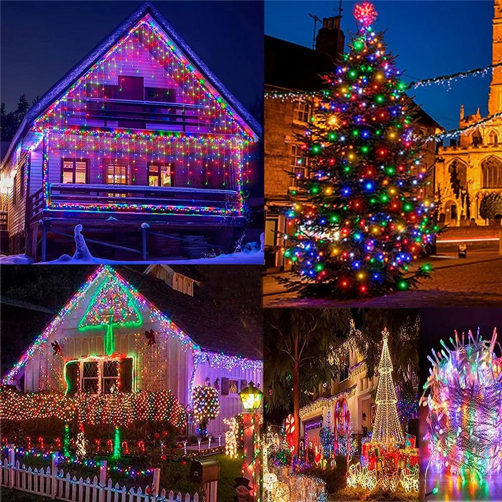 Solar Curtain Icicle Light 3.5M Eaves Decor Outdoor Fairy String Lights Wedding Party Christmas Stair Decor Garden Garlands