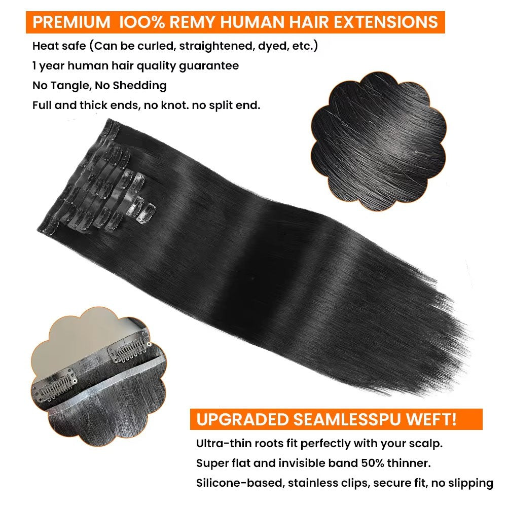 Mega Hair Tic Tac Liso Cabelo Humano 100% Não Processado Tic Tac Cabelo Humano Cabeça Completa Cabelo Virgem Brasileiro Real Tecido