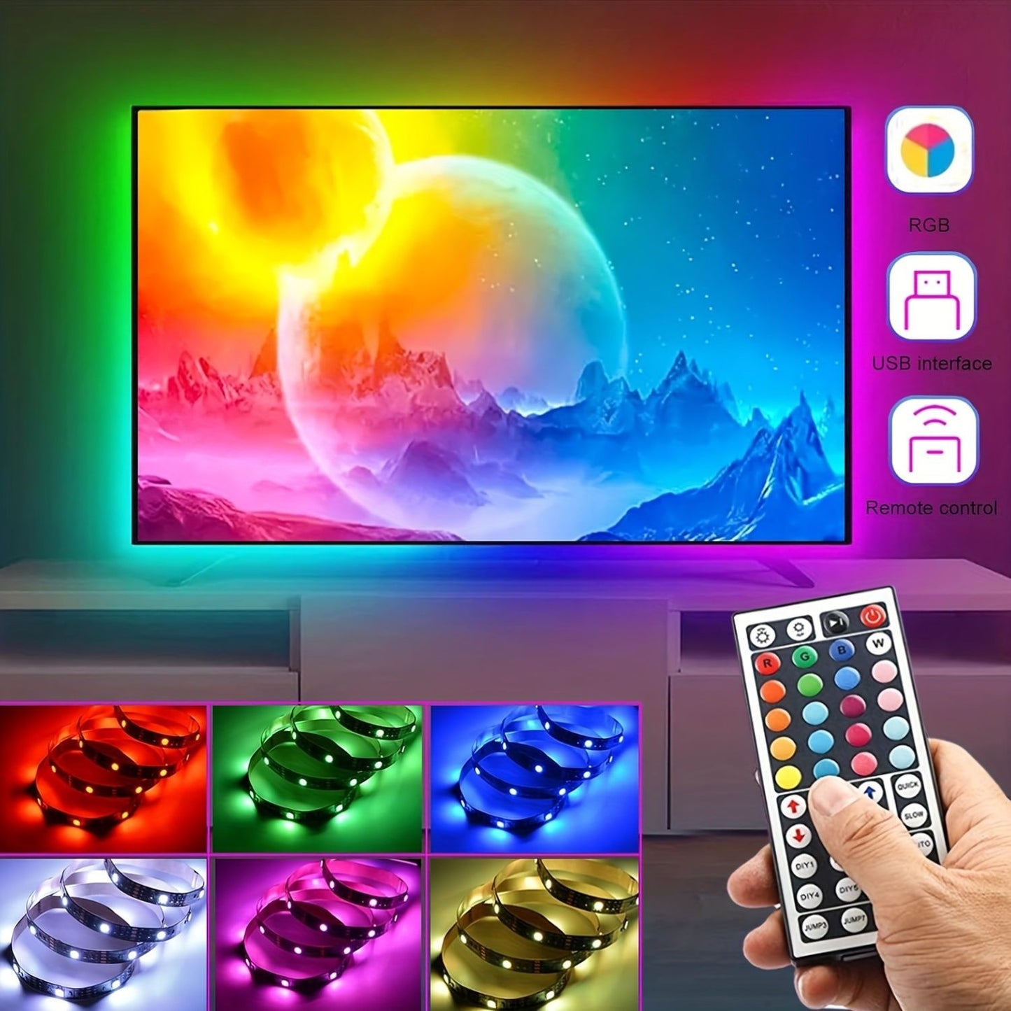USB LED Strip Light APP Control IR Bluetooth Tape RGB IR Bedroom Living Room Self-adhesive TV Backlight Remote Lamp Diode Lights