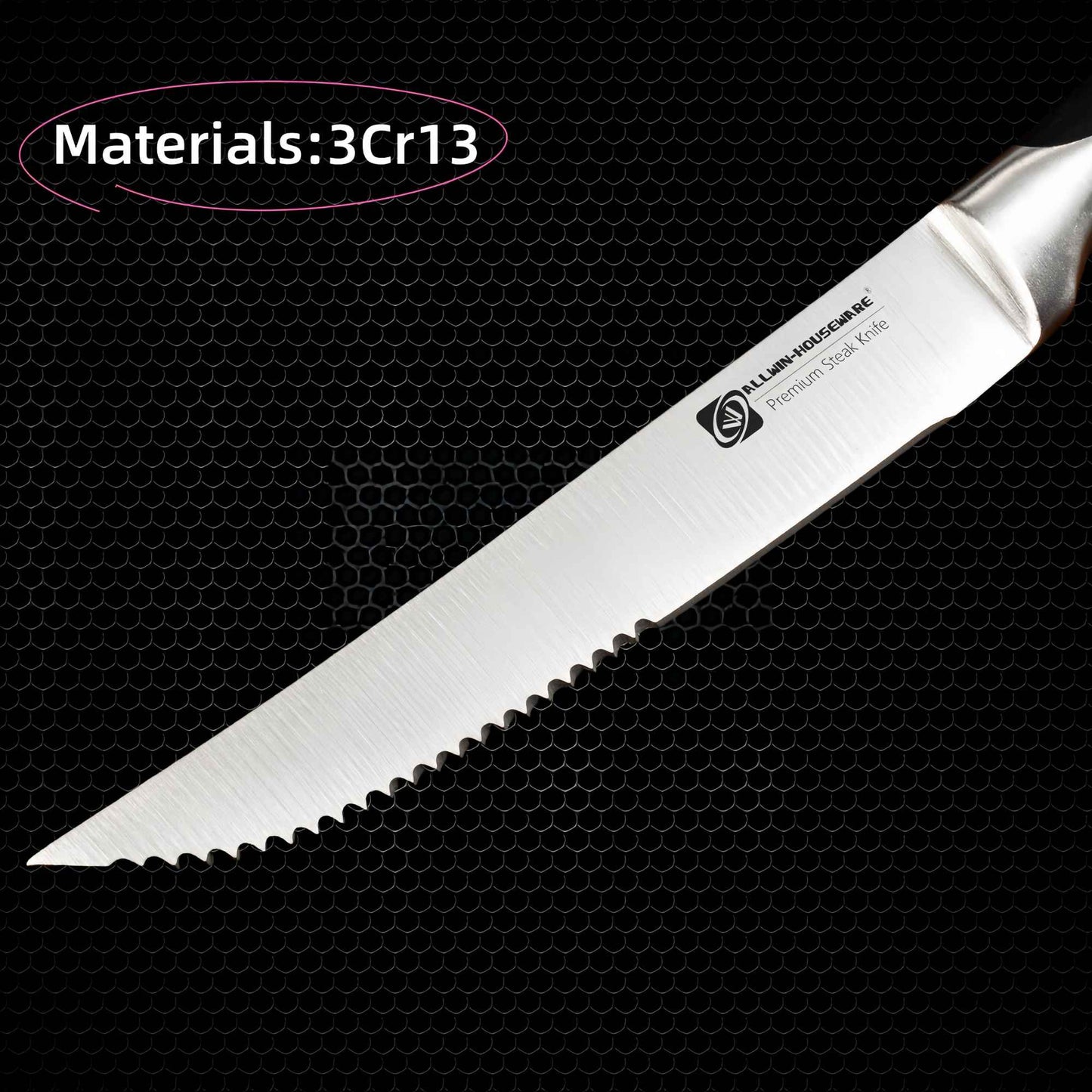 6-Piece Steak Knife Block Set High Carbon Stainless Steel Table Knife And Table Fork Set Double Forged Full Handle Dinner Knife