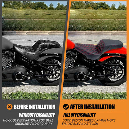 Assento Dianteiro Traseiro de Couro Preto Para Piloto e Passageiro de Moto Harley Softail Street Bob FXBB 2018-2024 2025