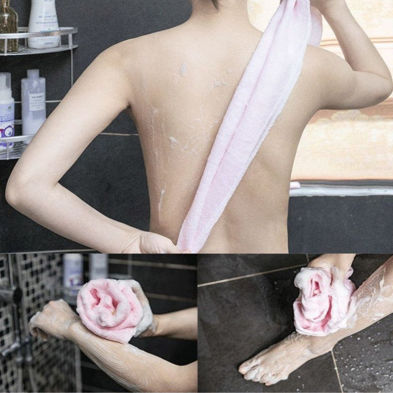 1 Esponja de Banho Japonesa, Toalha de Banho Estendida, Ferramenta de Beleza, Esfoliante de Pele, Esponja de Nylon para Polimento da Pele, Esfregão de Costas para o Corpo