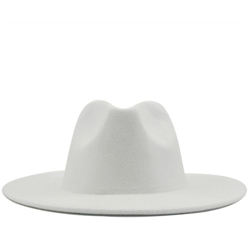 QBHAT Two-color Fedora Hat Women Men Wide Brim Felt Jazz Hat Ladies Party Top Cap Patchwork Chapeau Sombreros De Mujer 50 Colors