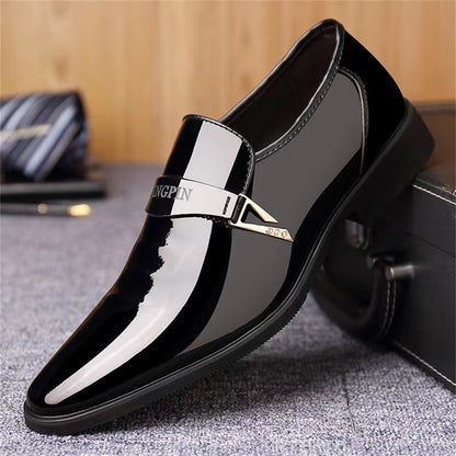 Black PU Patent Leather Shoes For Men Casual Business Shoes Formal Office Work Shoes For Male Party Wedding