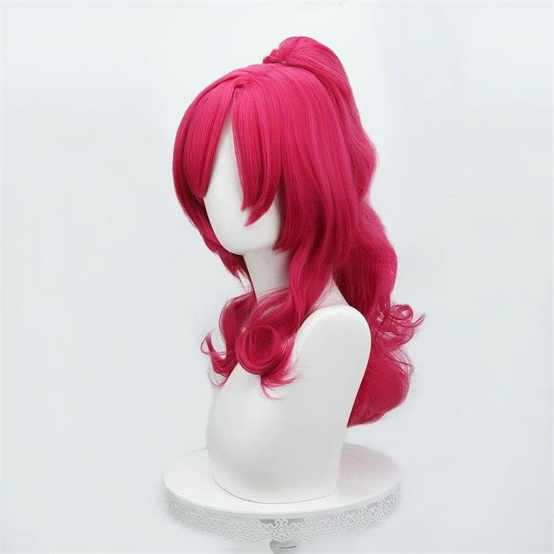 Pony Friends Pinkie Pie Peruca de Cosplay Rabo de Cavalo Único Sintética Longa Encaracolada Peruca de Anime de Desenho Animado Coser para Festa de Halloween