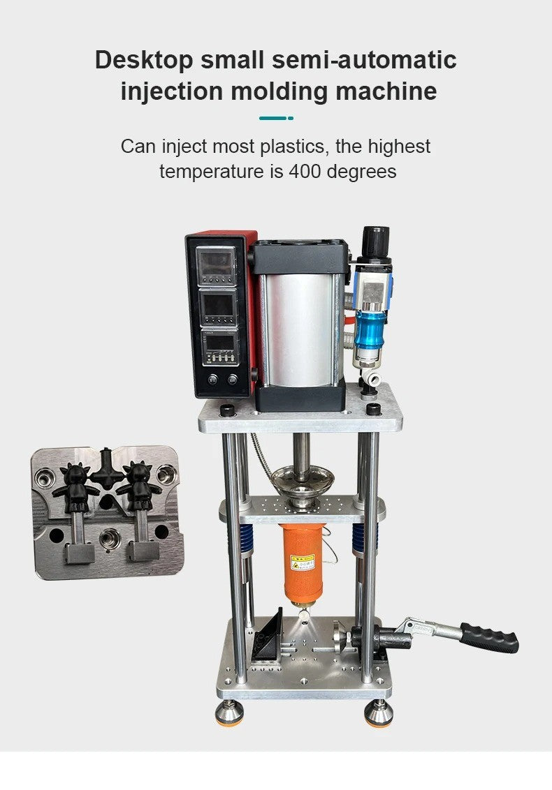 220V Small Table Type Pneumatic Injection Molding Machine 100g Vertical Desktop Polymer ABS PP PC as PE PET PVC Plastic Mold