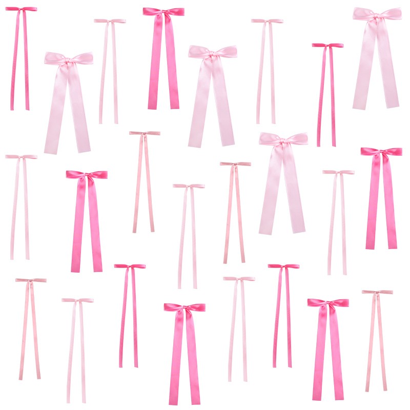 20Pcs Pink Bow Wall Decor, DIY Bow Photo Backdrop for Birthday Wedding Bachelorette Party Home Room Decoration DIY Gifts Ribbon