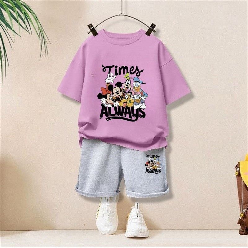 Autumn Baby Girl Boy Clothes Set Children Disney Family Printing Sweatshirt Top and Pants Bottom 2Pcs Suit Kid Cotton Tracksuit