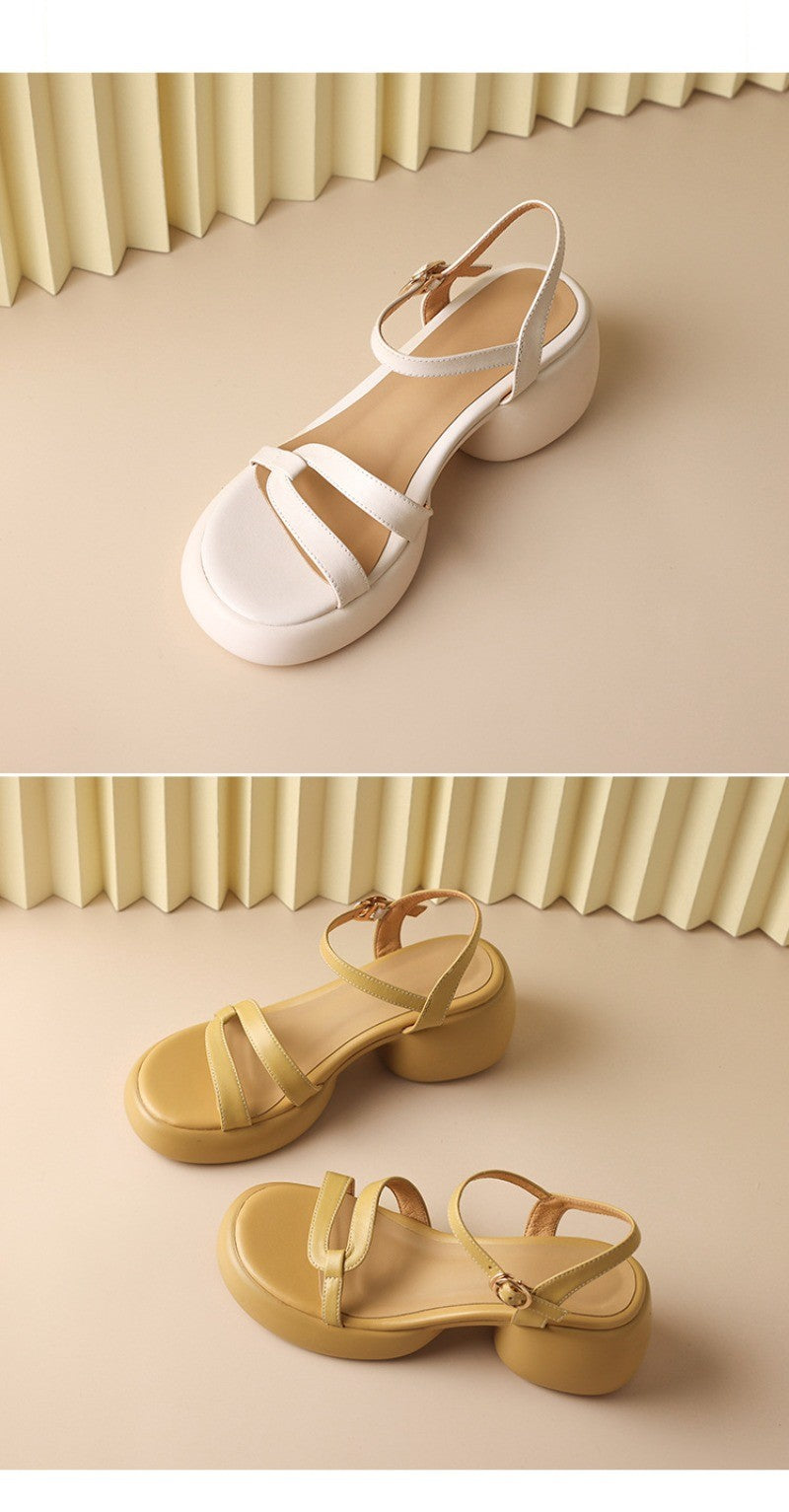 Designer New Women's Sandals 2025 New Fashion High Heels Summer Outdoor Beach Shoes Mary Jane Women Open Toed Thick Heel Sandals