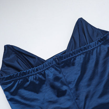 Autumn new European and American fashion temperament sexy slim deep V-waist satin slit dress female