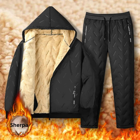 Men's Winter Lamb Velvet Jacket Fleece Lined Cotton Suit Hooded Loose plus Size Warm Cotton Coat Thermal Cotton Clothing