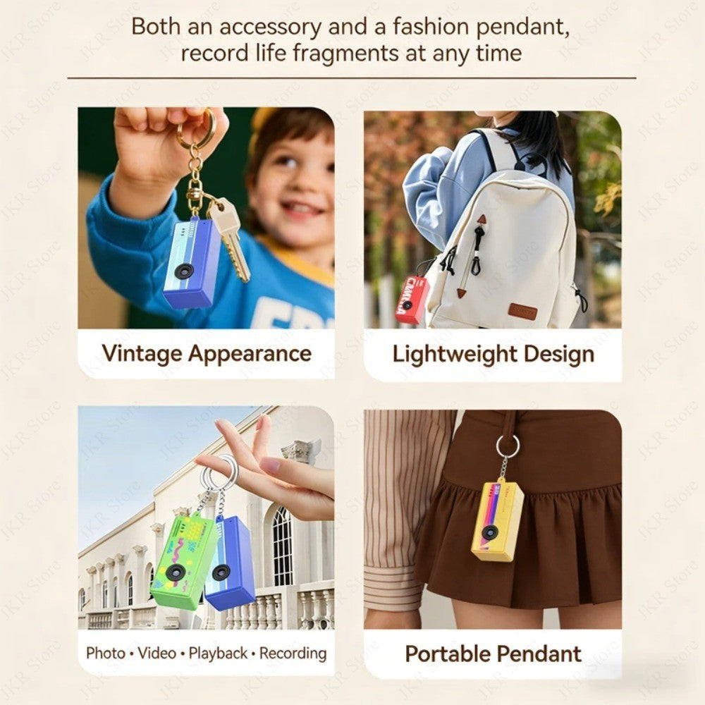 1Pc Portable Mini Thumb Camera Keychain Camcorder 1080p Video Recorder with Memory Card Support and Built-in Flash for Events