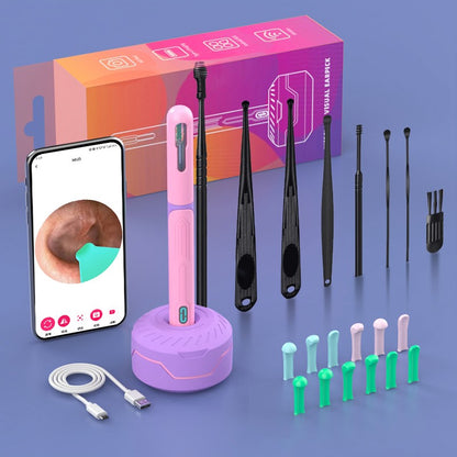 Conjunto de Limpeza de Ouvido com Câmera, Hastes para Ouvido, Otoscópio, Carregamento USB C, Ferramenta de Remoção de Cera com Endoscópio, Câmera Mini de Limpeza de Ouvido, Conjunto de Limpeza de Ouvido