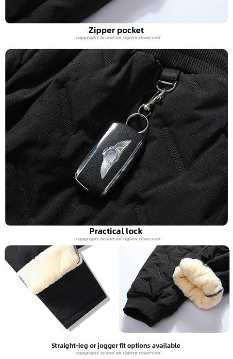 Calça Casual com Cordão Elástico na Cintura Moletom Esportivo Calça Folgada de Inverno Masculina Roupas Masculinas Quentes à Prova de Vento Y2k?