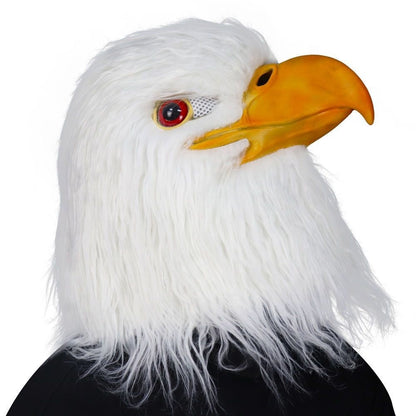 Realistic Bald Eagle Latex Mask White Eagle Bird Head Full Head Costume Mask for Halloween Carnival Cosplay Party