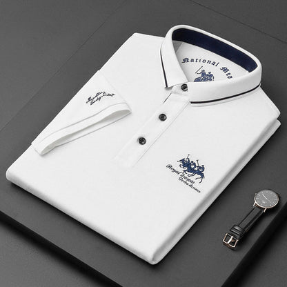 New Summer Embroidered Pure Cotton Men's Luxury Polo Shirt Top Casual Short Sleeved Fashionable Wrinkle Resistant Men's T-shirt